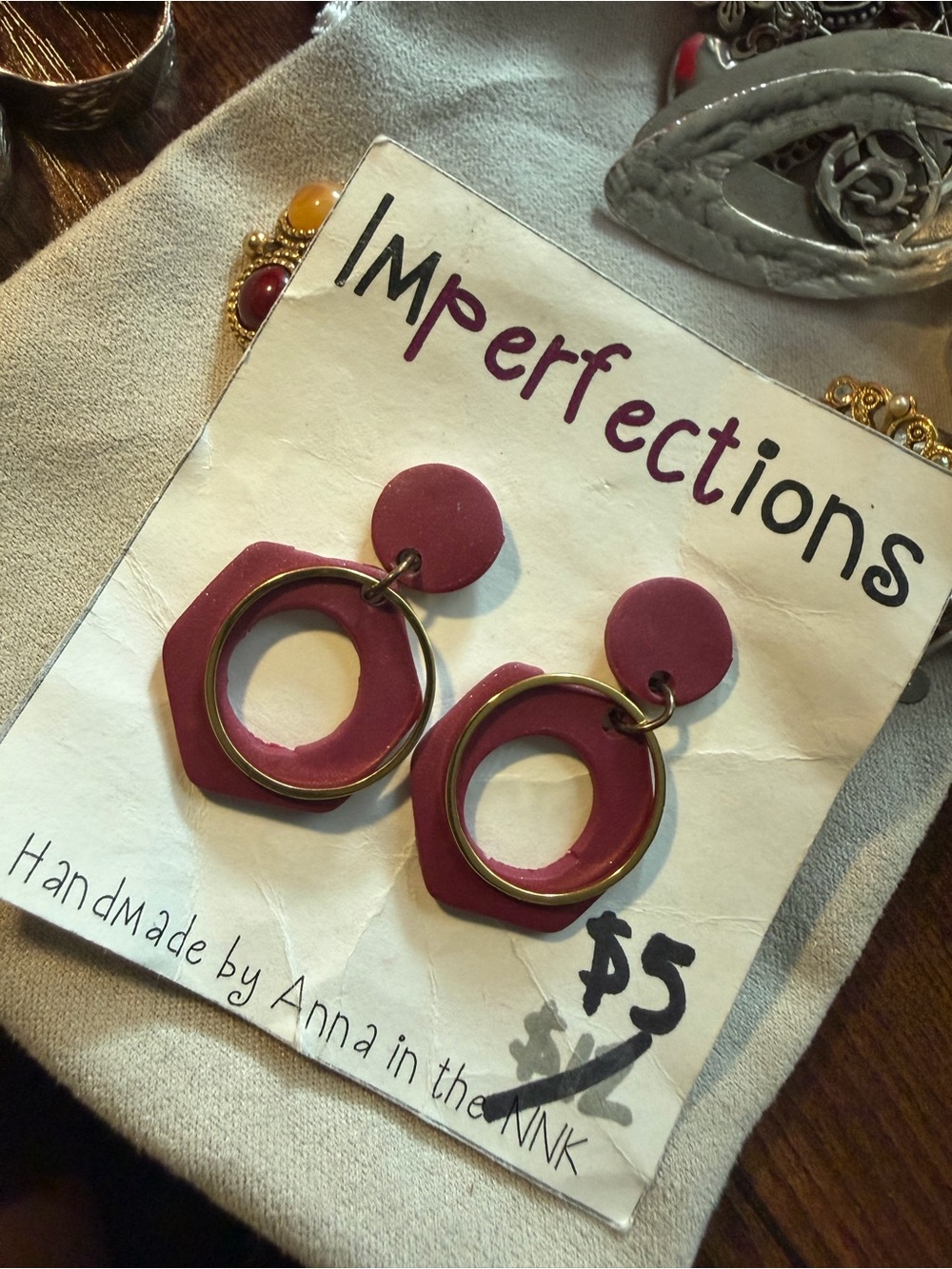 ImPerfection Plum Geometric Hoop Drop Earrings